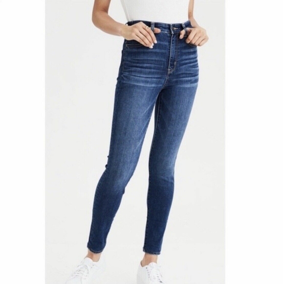 AE Ne(x)t Level High-Waisted Rise Jegging Blue Jeans 00 - Picture 1 of 12